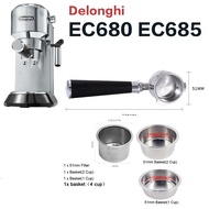 Delonghi เครื่องชงกาแฟขนาด51มม.,304สแตนเลสก้นลึก1 2 4ถ้วยกระเปาะกรองสำหรับ EC680 EC685เครื่องชงกาแฟเอสเพรสโซ