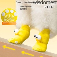 WISDOMEST 4pcs Dog Socks, Cute Big Eyes Puppy Shoes Cats Anti-Slip Shoes, Funny Pet Socks  Protector