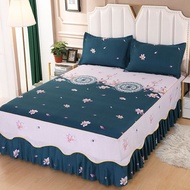 Home Floral Bed Skirt Queen King Size Ruffle Elegant Bedroom Bed Sheet Bedspread Non-slip Mattress Cover Skirt (Without Pillowcase)