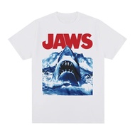 Kemeja-T Vintage Jaws Shark Movie Streetwear Fesyen Kapas Lelaki Kemeja-T Baru Tshirt Wanita Atasan