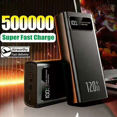 120W 200000mAh Power Bank Super Fast Charging Battery High Capacity Digital Display Power Bank For i