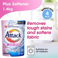 [Bundle Of 4] Attack Plus Softener Liquid Laundry Detergent Refill 1.4kg