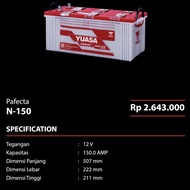 Aki Yuasa Pafecta N150 12V 150Ah