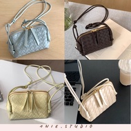 1NIE.STUDIO | Luxury Women's Knitted Shoulder Bag, Modern Korean Style - High Quality PU Leather Min