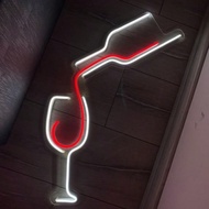 1pc Red + White Wine Glass Shaped Neon Light, Can Create A Cozy Atmosphere For Your Home, Ideal Deco