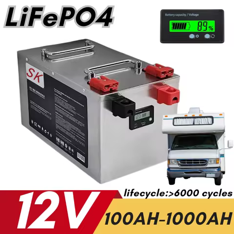 SK 12V Lifepo4 Lithium Battery for Off-Grid Solar System - 100Ah 200Ah 300Ah 400Ah 500Ah 600Ah 800Ah