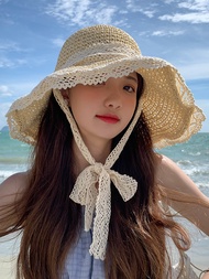 2022 NEW Women's Summer Bucket Folding Lace Straw Hat Panamas UV Protection Sun Visor Hat Seaside Beach Hat Tide Summer Hats