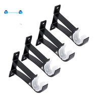 4 Pack Single Curtain Rod Brackets for Drapery Rod Aluminum Alloy Heavy Duty Curtain Rod Holders (Black)