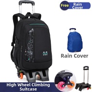 KABUYOUSI | Grade 3-6 Students Large Capacity Waterproof Six-Wheel Trolley School Bag