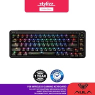 AULA F68 MECHANICAL WIRELESS GAMING KEYBOARD - 65% LAYOUT, HOT-SWAPPABLE, RGB LIGHTING EFFECT, 3-IN-