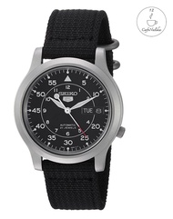 นาฬิกา ไซโก้ ผู้ชาย Seiko 5 รุ่ย SNK809K2 Automatic 21 Automatic Men's Watch สายผ้า สีดำ Navy Black Jewels Blue Military Nylon Strap เเท้ 100% CafeNalika