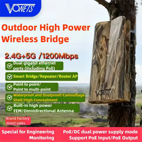 VONETS VBGO1200 Outdoor Gigabit PoE Dual-Band WiFi Bridge Router Repeater Long-Range Point-to-Point 