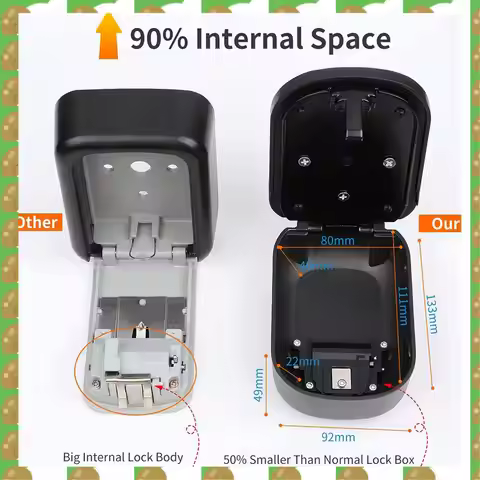 T36C 2X Key Lock Box Wall Mount 4 Digit Combination Weatherproof Key Storage Lock Box, Large Capacit
