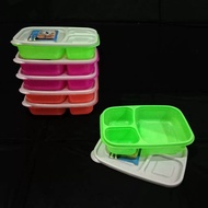 Kotak Makan Sekat 3 Plastik /Lunck Box/Catering Box /Misting Bekal Nasi