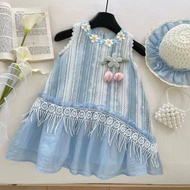 KUMORU(2-8Y) DRESS GIRLS'biru INCLUDING HAT - D2601017