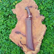 golok kopak rawing keren baja per sarung kulit asli