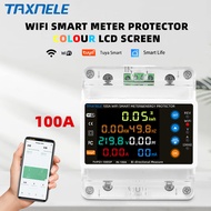 TAXNELE 100A TUYA WiFi Smart Earth Leakage Voltage Protector circuit breaker Energy Power kWh Meter
