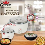 Crown Electric Rice Cooker 4L, 6L, 8L, 10L, 12L Full Thermostatic Control