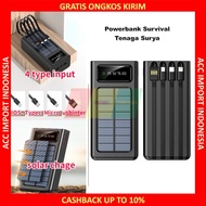POWERBANK SOLAR TENAGA SURYA 4IN1 30000MAH TYPE C MICRO USB LIGHTNING
