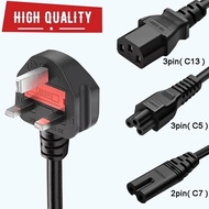 3 PIN 2 PIN 1.5M / 3M /5M UK Plug Power Cord  C5/C7/C13 Power Cable For Monitor Rice Cooker Printer 