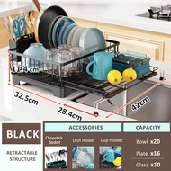 GSlife【สามารถยืดหดได้ 】2ชั้น ชั้นวางจาน ที่คว่ำชามจาน ชั้นวางช้อนส้อม ชั้นวางของในครัว Kitchen Organ