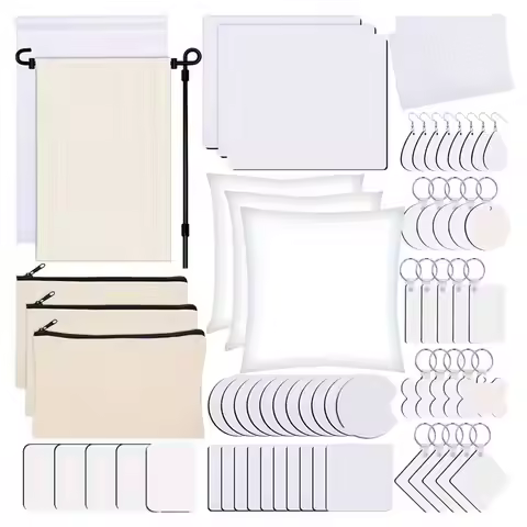 128 PCS Sublimation Blanks Products, Christmas Ornaments Crafts Sublimation Kit , DIY Heat Printing 