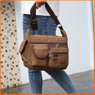 1 Pc Shoulder Bag Crossbody Bag Men'S Leisure Bag Canvas Men'S Shoulder Bag Large Capacity Multi-Lay