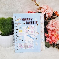 Happy Rabbit Spiral Memo A7 Blue Rabbit Note Book Rabbit Memo Line Diary Rabbit Divider
