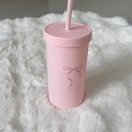 Mocorie - Moirnua Pink Coquette Tumbler Coquette Ribbon Daily Tumbler Cute Pink Ribbon Tumbler/ Coff