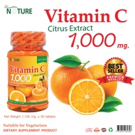 วิตามินซี x 1 ขวด สารสกัดจากซิตรัส 1000 มก. เดอะ เนเจอร์ สารสำคัญ แอสคอร์บิก แอซิด 60 มก. Vitamin C Citrus Extract 1000 mg. THE NATURE