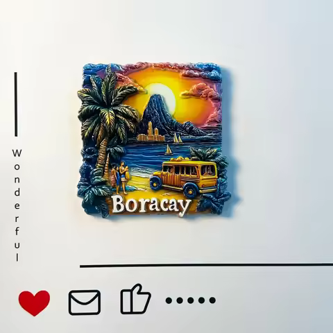 Philippines, tourist destination, Boracay Island, travel souvenirs, seaside scenery, creative refrig