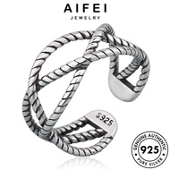 AIFEI JEWELRY Perak 純銀戒指 925 For Cincin Retro Women Perempuan Twist Original Ring Accessories Silver Korean Adjustable Sterling R1608