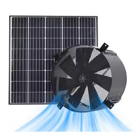 50W Outdoor Dc Air Ventilation Extractor Solar Panel Energy Powered Industrial Wall Exhaust Fan with