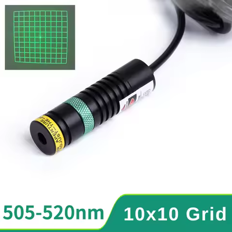 DOE Square 10x10 Grid Focusable D18x65mm 505nm 520nm Green 10mw 20mw 30mw Laser Module（Free with Sta