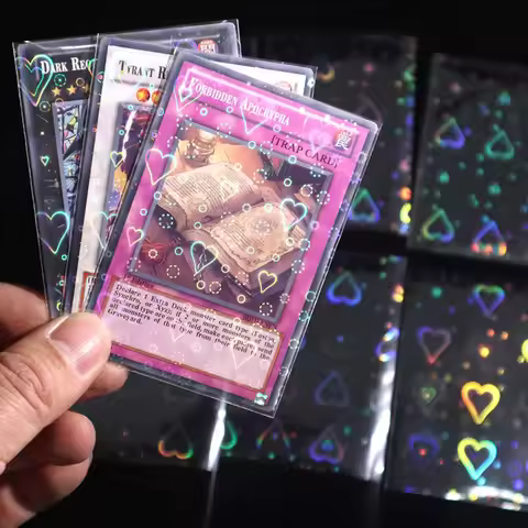 100pcs Card Storage Cover Kpop Popstar Small Card Protective Case Laser Heart Pattern PP Card Film 5