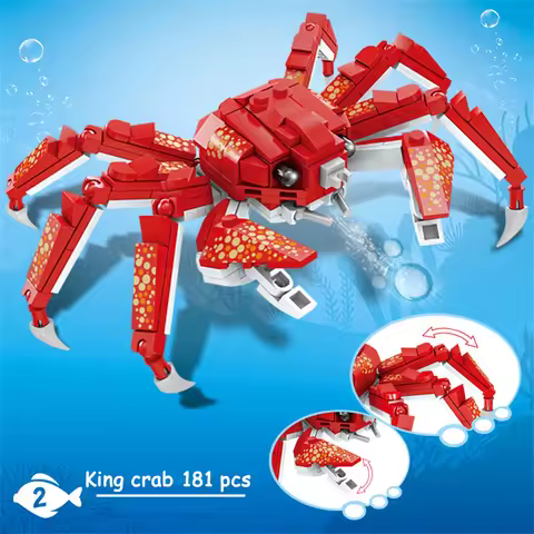 King Crab Realistic Educational Ocean Creature Model Building Blocks Toys Easy Assembly, Ideal Holid
