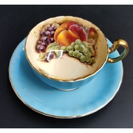 Aynsley 🇬🇧 Made in England Fruit Orchard Turquoise Oban Cup & Saucer