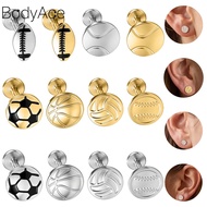 Bodyace 1 Pc 16G Ear Piercing Football Stud Earring Round Earring Ball - Shaped Earring M1.0 Interna