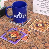 X4GK Ceramic Coaster Sun and Moon Art Decoration Coaster Ceramic Cork Heat Insulation Tea Coaster 25