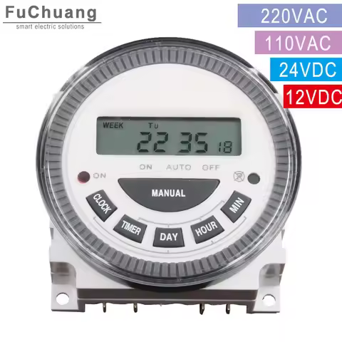12VDC 24VDC 110VAC 220VAC 7 Days Weekly Programmable Digital Timer Lighting Switch CN304 LCD 16 ON/O