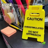 MERLYMALL Caution Overstimulated Desk Sign, Funny Durable Warning Sign,  Bright Yellow Worker Toy Gi