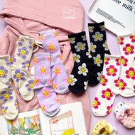 Smiley Face Flower High Socks