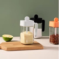Spice Jar Glass Bottle Oil Container Spoon Brush Seasoning Jar Box