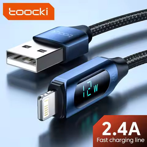 Toocki LED Display USB Cable For iPhone 14 13 12 11 Pro Max Fast Charger Charging Lightning 2.4A USB