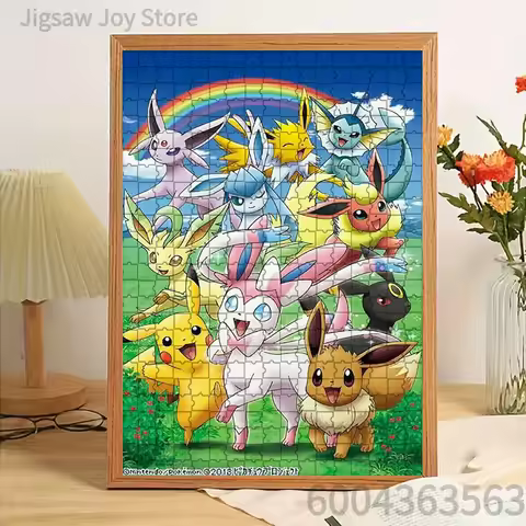 Paper Jigsaw Puzzle Eevee & All Eeveelutions Rainbow Scene Artwork Brain Teaser