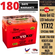 YTX12-BS YTX12 BTX12 Koyoko Gel G2 Battery Batteri Bateri 100% Original KOYOKO GSX-R 1000  Kawasaki 