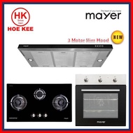 (HOB + HOOD + OVEN) Mayer MMGH / MMSS888 3 Burner Hob + Mayer MMSIA900HS Slim Hood + Mayer MMDO9 Built in Oven