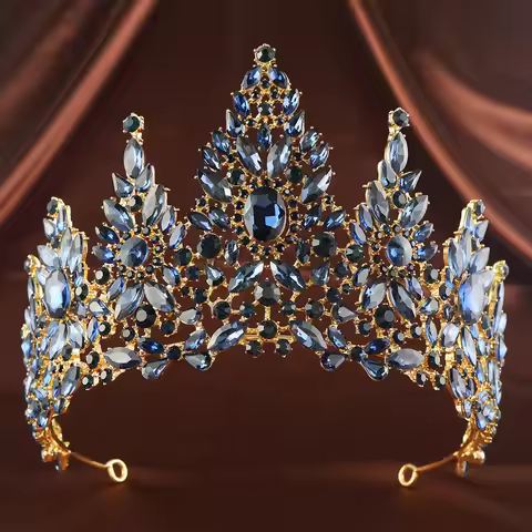 Baroque Crystal Miss Universe Large Crowns For Queens Princess Bridal Tiaras Crown Pageant Diadem We