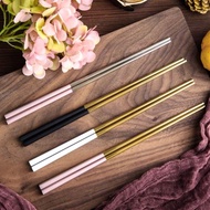 不銹鋼筷子304家用防滑實心一雙個性北歐創意一人一筷裝可愛10雙