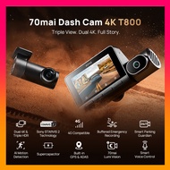 70mai T800 4K Resolution 3 Channel Dashcam Front Rear and Cockpit